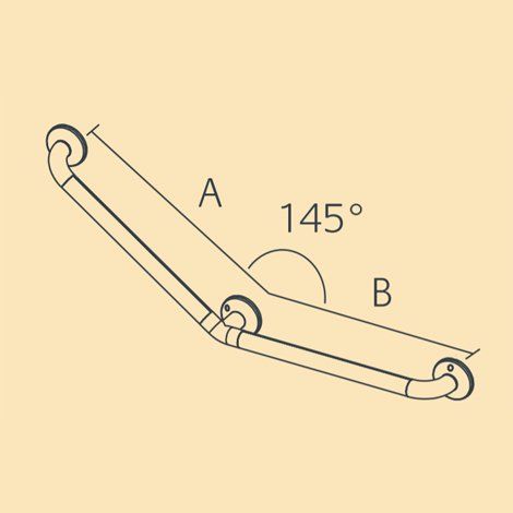 Lakes Series 150 SG 145° Reversible Shower Wall Handle - 680 x 580mm Chrome - 3012SG05