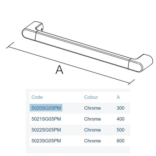 Lakes Series 500 Holding Handle - 600mm - Chrome - 5023SG05PM - Envy Bathrooms Ltd