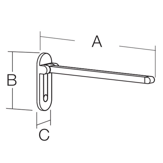 Lakes Series 500 Holding Handle With Unhook Mechanism - 650mm - Chrome - 5401SG05PM