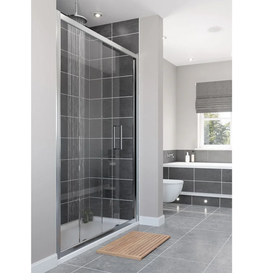 Lakes Talsi 1000mm Sliding Shower Door - Silver - 8HS100S + 8HS100DG - Envy Bathrooms Ltd