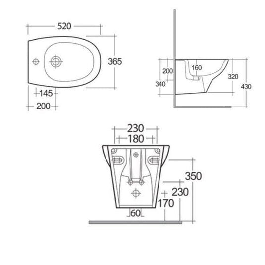 RAK Ceramics Morning Wall Hung Bidet With Exposed Fitting - MORBD2100AWHA