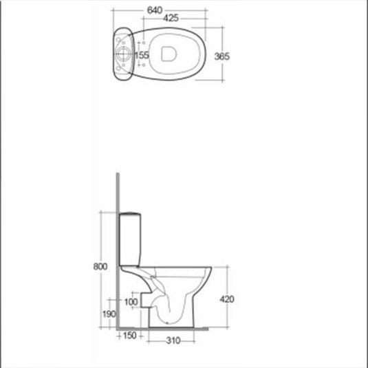 RAK Ceramics Morning Rimless Close Coupled Toilet Pan - Alpine White - MORWC1145AWHA