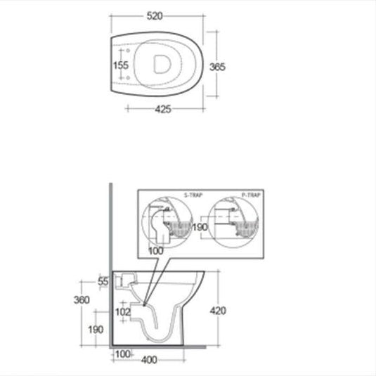 RAK Ceramics Morning Rimless Back to Wall Toilet Pan - White - MORWC1346AWHA