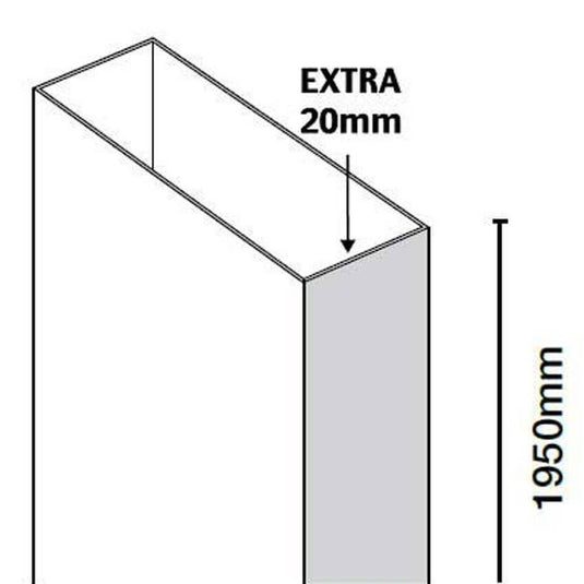 Merlyn 10 Series Sliding Door Extension Profile Extra 20mm - M108EXTSL - Envy Bathrooms Ltd