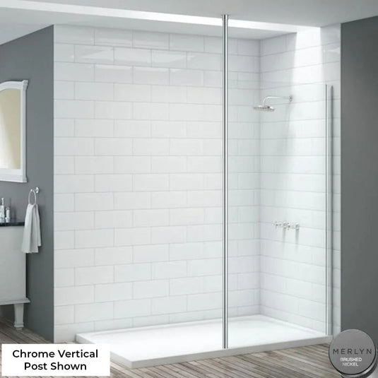 Merlyn 3000mm Vertical Post - Brushed Nickel - 3MCPBN - Envy Bathrooms Ltd