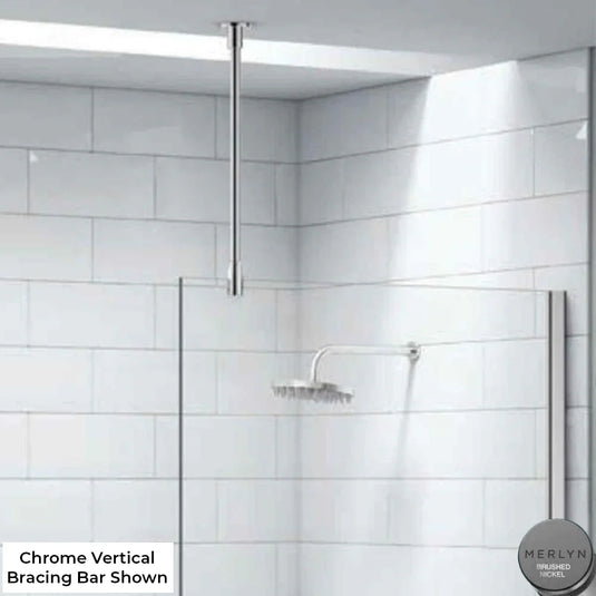 Merlyn 400mm Vertical Ceiling Bracing Bar - Brushed Nickel - CBB440BN - Envy Bathrooms Ltd