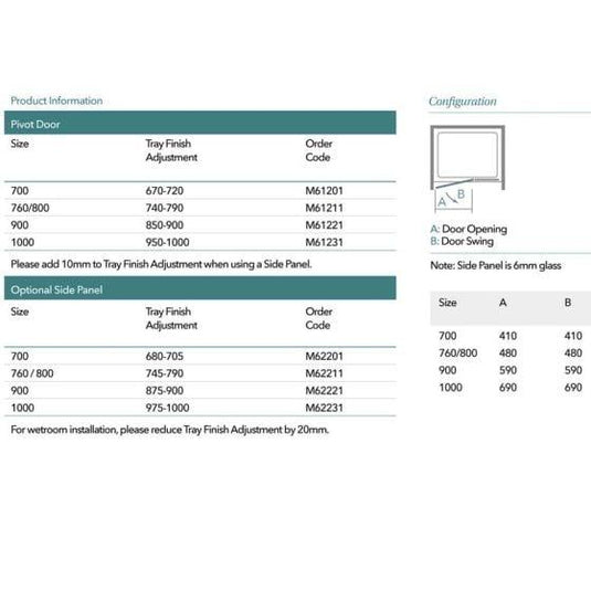 Merlyn 6 Series 1000mm Pivot Shower Door - Chrome - M61231 N - Envy Bathrooms Ltd