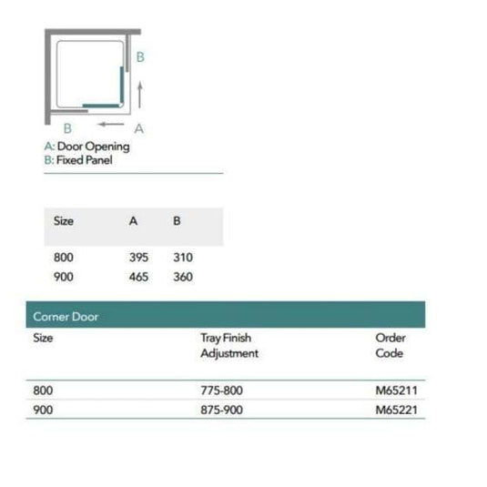 Merlyn 6 Series 800mm Corner Shower Door - Chrome - M65211 - Envy Bathrooms Ltd