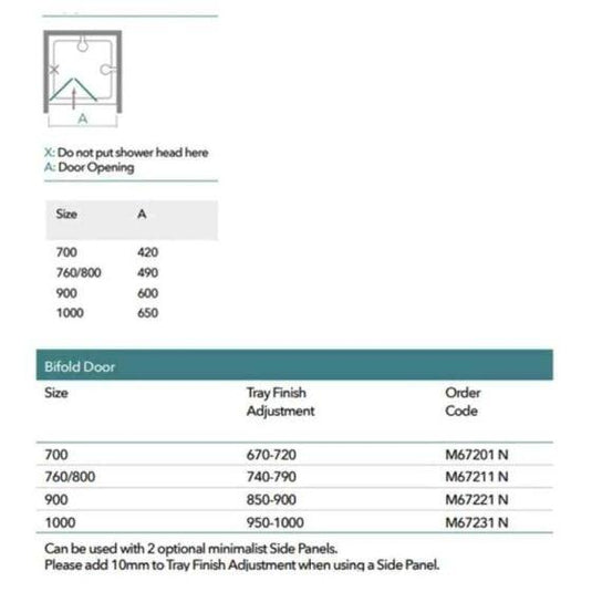 Merlyn 6 Series Bifold and Inline Panel - 700mm Shower Door 690-740mm - M67201H - Envy Bathrooms Ltd