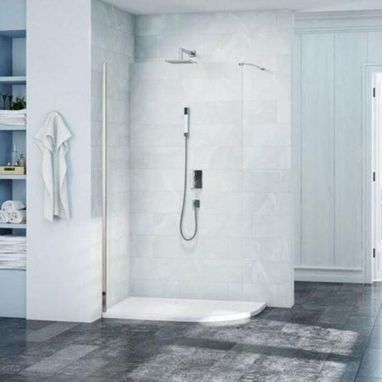 Merlyn 8 Series 1200mm Curved Glass Shower Wall - Chrome - S8CURV1200 - Envy Bathrooms Ltd