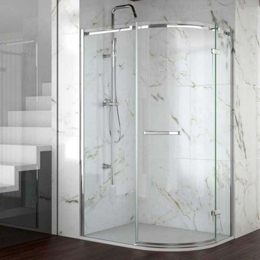 Merlyn 8 Series 1200mm x 900mm Frameless 1 Door Offset Quadrant Shower Enclosure - Chrome - A0601IH - Envy Bathrooms Ltd