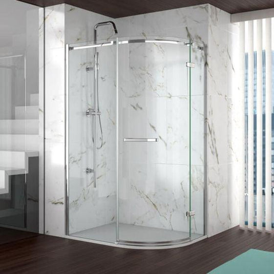 Merlyn 8 Series 900 x 760mm Frameless 1 Door Offset Quadrant Shower Enclosure - Chrome - A0601CH - Envy Bathrooms Ltd