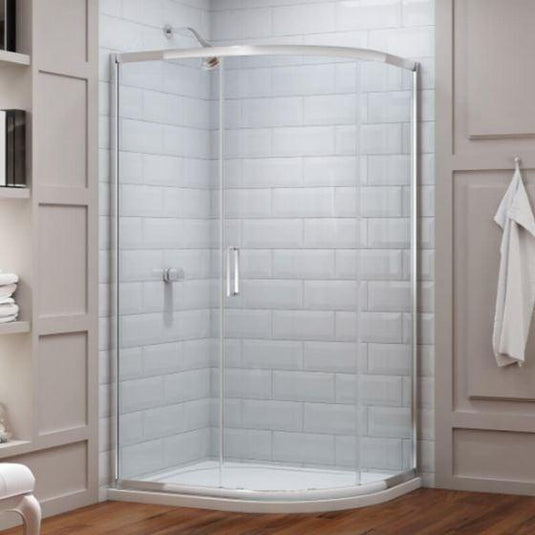 Merlyn 8 Series 900mm x 760mm 1 Door Offset Quadrant Shower Enclosure - Chrome - M83222 - Envy Bathrooms Ltd