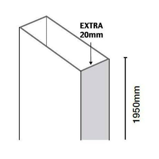 Merlyn 8 Series Frameless Hinged Bifold Door Extension Profile (Extra 20mm) - M8FBEXT20 - Envy Bathrooms Ltd