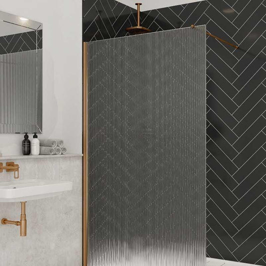 Merlyn 8mm Fluted Wetroom Panel - 700mm - Brushed Bronze - 8WFL70BBZ - Envy Bathrooms Ltd