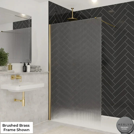 Merlyn 8mm Fluted Wetroom Panel - 700mm - Brushed Nickel - 8WFL70BN - Envy Bathrooms Ltd