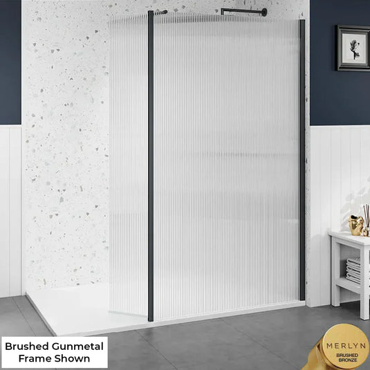 Merlyn 8mm Fluted Wetroom Shower Swivel Panel - 300mm - Brushed Bronze - 8WFLSV30BBZ - Envy Bathrooms Ltd