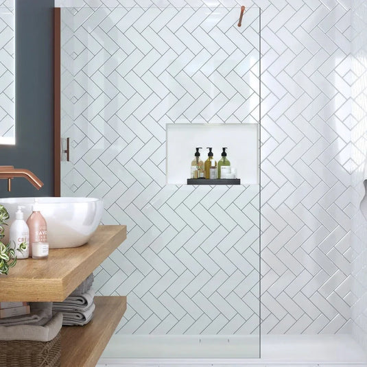 Merlyn 8mm Wetroom Panel - 300mm - Brushed Bronze - 8W30BBZ - Envy Bathrooms Ltd