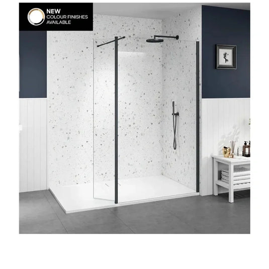 Merlyn 8mm Wetroom Panel - 400mm - Brushed Gunmetal - 8W40BGM - Envy Bathrooms Ltd