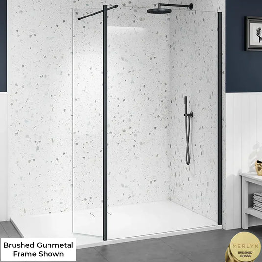 Merlyn 8mm Wetroom Shower Swivel Panel - 300mm - Brushed Brass - 8WSV30BBR - Envy Bathrooms Ltd