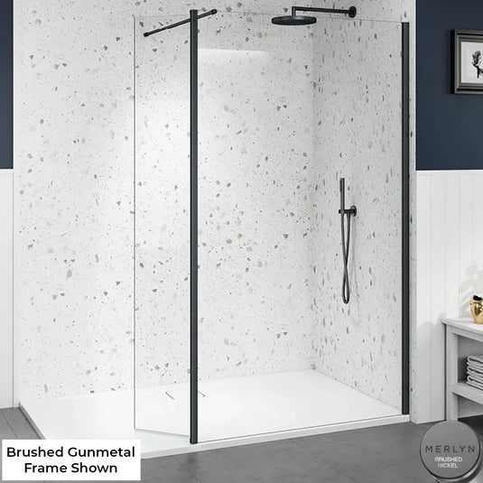 Merlyn 8mm Wetroom Shower Swivel Panel - 300mm - Brushed Nickel - 8WSV30BN - Envy Bathrooms Ltd
