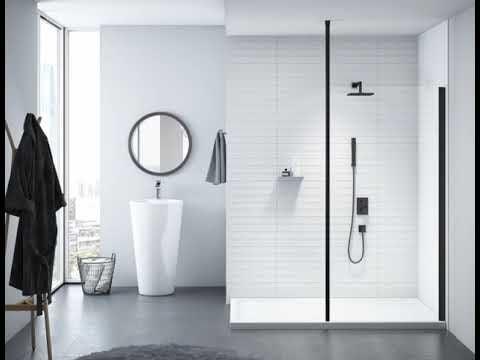 Merlyn Black 1000mm Hinge & Inline Shower Door with MStone Tray - BLKBH1000SP - Envy Bathrooms Ltd