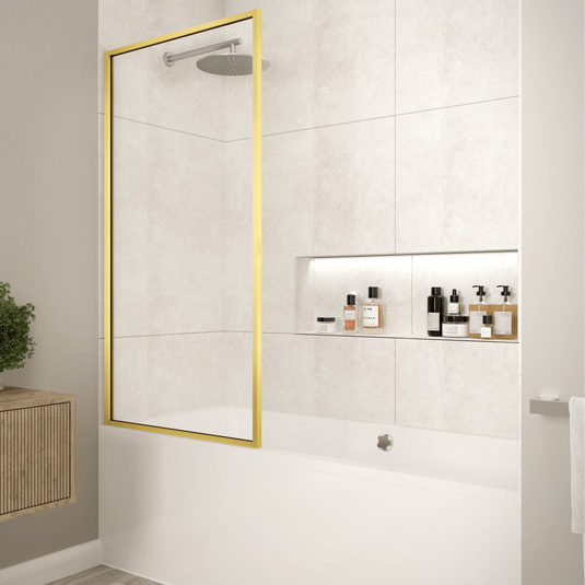 Merlyn Brushed Brass Framed Fixed Bath Screen - MB14FBBR - Envy Bathrooms Ltd