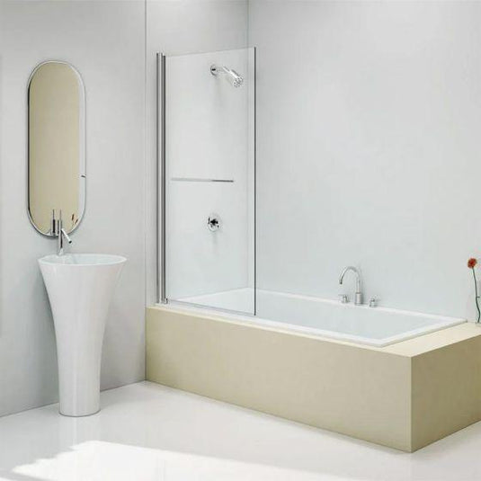 Merlyn Ionic 800mm Single Square Bath Screen with Towel Rail - MB2T - Envy Bathrooms Ltd