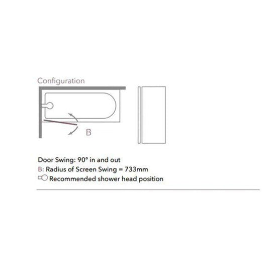 Merlyn Ionic 800mm Single Square Bath Screen with Towel Rail - MB2T - Envy Bathrooms Ltd