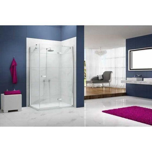 Merlyn Ionic Essence 1400mm+ Frameless Hinge & Inline Shower Door - Chrome - A0111HF - Envy Bathrooms Ltd