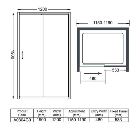 Merlyn Ionic Express 1700mm Sliding Shower Door - Chrome - A0304HH - Envy Bathrooms Ltd