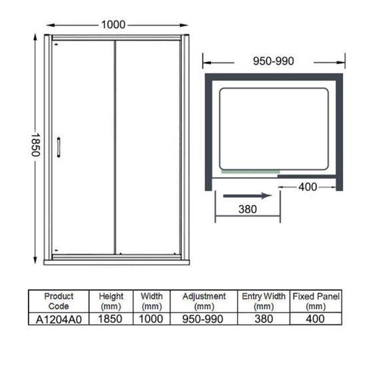 Merlyn Ionic Source 1000mm Sliding Shower Door - Chrome - A1204A0 - Envy Bathrooms Ltd