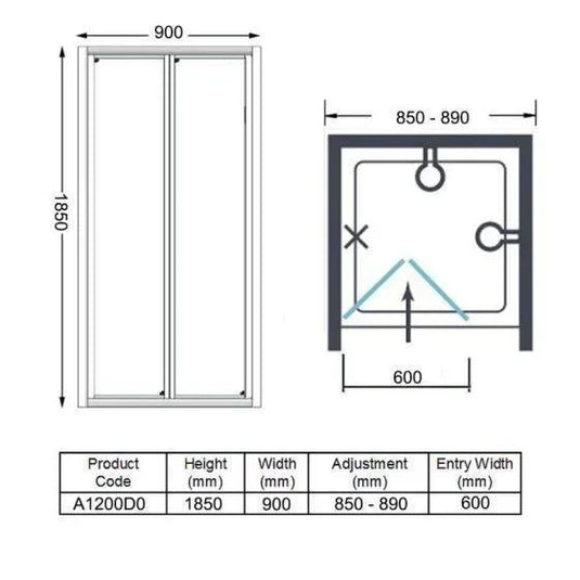 Merlyn Ionic Source 700mm Bifold Shower Door - Chrome - A1200A0 - Envy Bathrooms Ltd