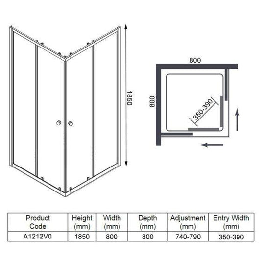 Merlyn Ionic Source 760 / 800mm 2 Door Corner Entry Shower Enclosure - Chrome - A1212V0 - Envy Bathrooms Ltd