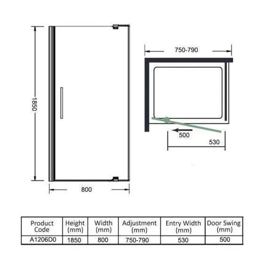 Merlyn Ionic Source 760mm Pivot Shower Door - Chrome - A1206B0 - Envy Bathrooms Ltd