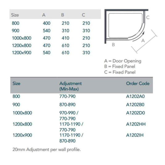 Merlyn Ionic Source 1200mm x 800mm Offset Quadrant Shower Enclosure - Chrome - A1202HH