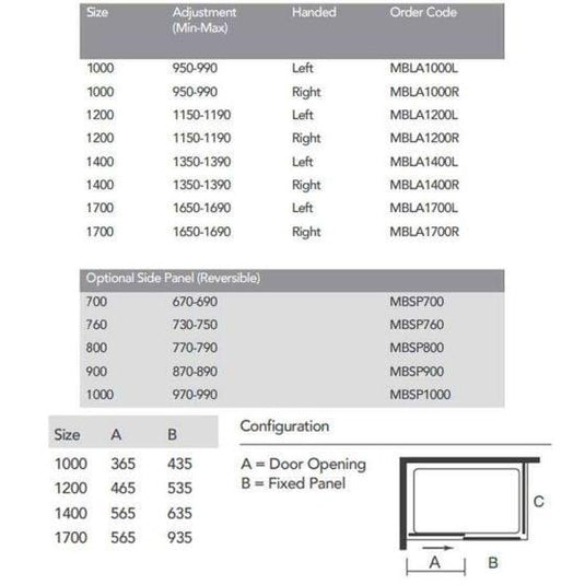 Merlyn MBOX Sliding Shower Door (Low Level Access) 1000mm Right Hand - MBLA1000R - Envy Bathrooms Ltd