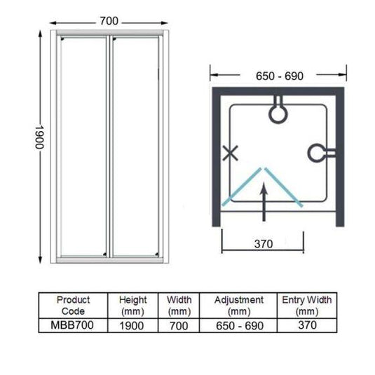 Merlyn MBOX 700mm Bi-Fold Shower Door - MBB700 - Envy Bathrooms Ltd