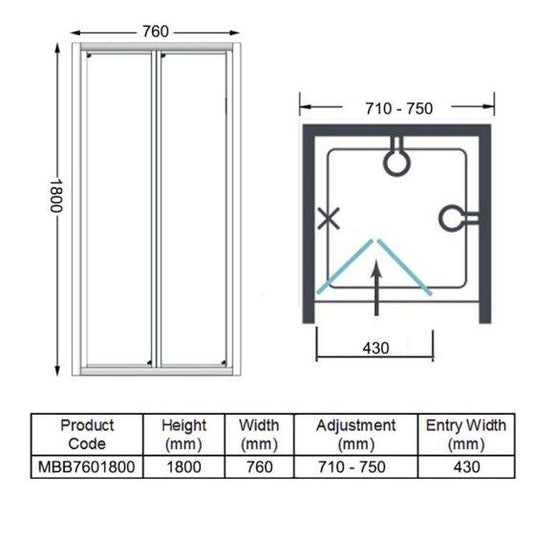 Merlyn MBOX 760 Loft Bi-Fold 1800mm Shower Door - MBB760/1800 - Envy Bathrooms Ltd