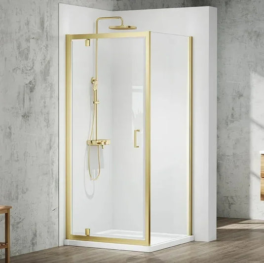 Merlyn MBOX 760mm Pivot Shower Door - Brushed Brass - MBP760BBR - Envy Bathrooms Ltd