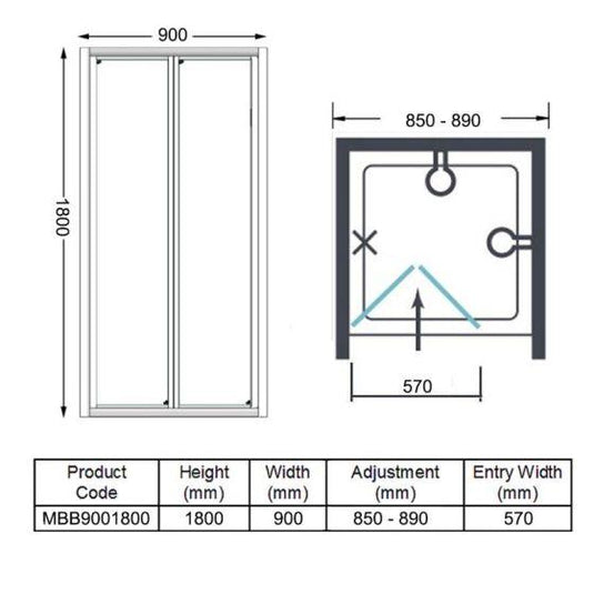 Merlyn MBOX 900 Loft Bi-Fold 1800 Shower Door - MBB900/1800 - Envy Bathrooms Ltd