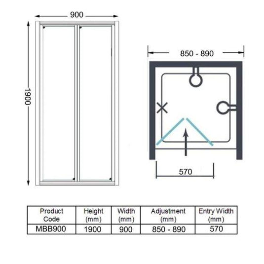 Merlyn MBOX 900mm Bi-Fold Shower Door - MBB900 - Envy Bathrooms Ltd