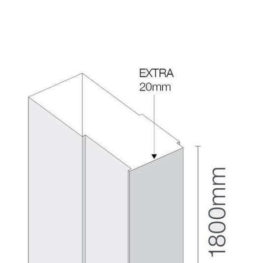 Merlyn MBOX Extension Profile Chrome 1800mm - Extra 20mm MBEXT1800 - Envy Bathrooms Ltd