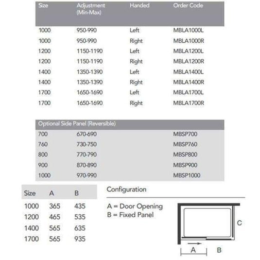Merlyn MBOX Sliding Shower Door (Low Level Access) 1700mm Left Hand - MBLA1700L - Envy Bathrooms Ltd