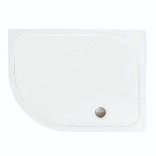 Merlyn MStone 1000 x 800mm Offset Quadrant Shower Tray Left Hand with 90mm Fast Flow Waste - White - D108QL - Envy Bathrooms Ltd