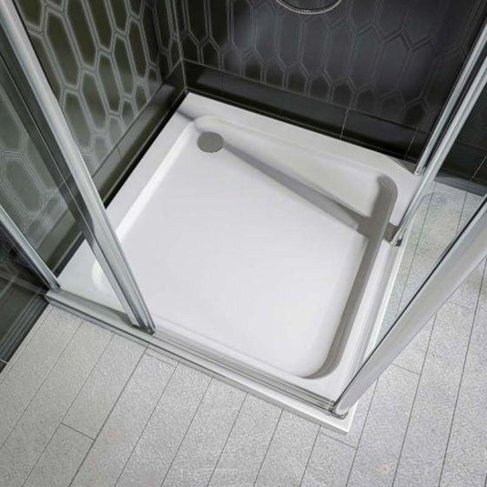 Merlyn MStone 760 x 760mm Square Shower Tray Including 90mm Waste - White - D76SQ - Envy Bathrooms Ltd