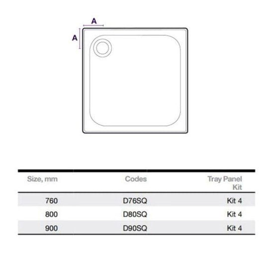 Merlyn MStone 760 x 760mm Square Shower Tray Including 90mm Waste - White - D76SQ - Envy Bathrooms Ltd