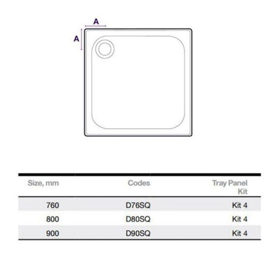 Merlyn MStone 900 x 900mm Square Shower Tray Including 90mm Waste - White - D90SQ - Envy Bathrooms Ltd