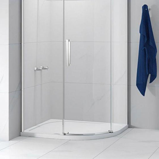 Merlyn Touchstone 1000 x 800mm Antislip Offset Quadrant Shower Tray Without Waste (RH) - White - S108QRASTO - Envy Bathrooms Ltd