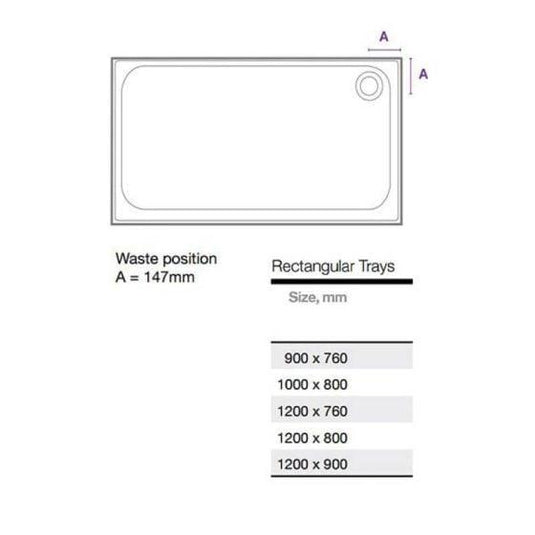 Merlyn Touchstone 1000 x 800mm Upstand Rectangular Shower Tray without Waste - White - S108RTUPCW - Envy Bathrooms Ltd